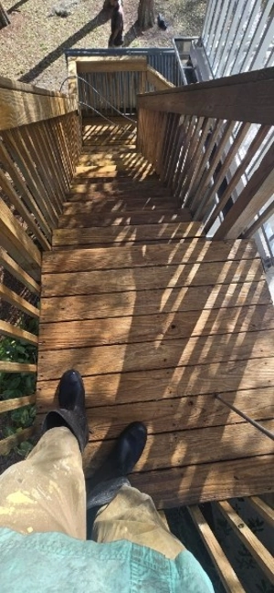 Wooden Stairs Pressure washed